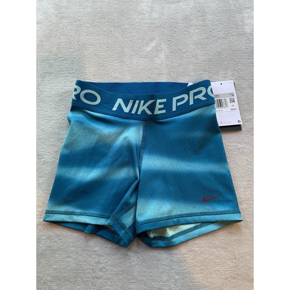 NWT Nike Pro Women's 3 inch Striped Blue Shorts Size XS 3" Inseam NEW!